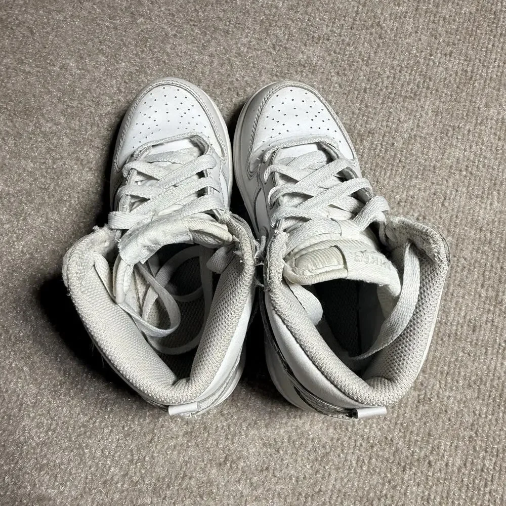 Nike Dunk High Retro White Vast Grey Toddler Kids 11C DD2314-101 GUC Grey White